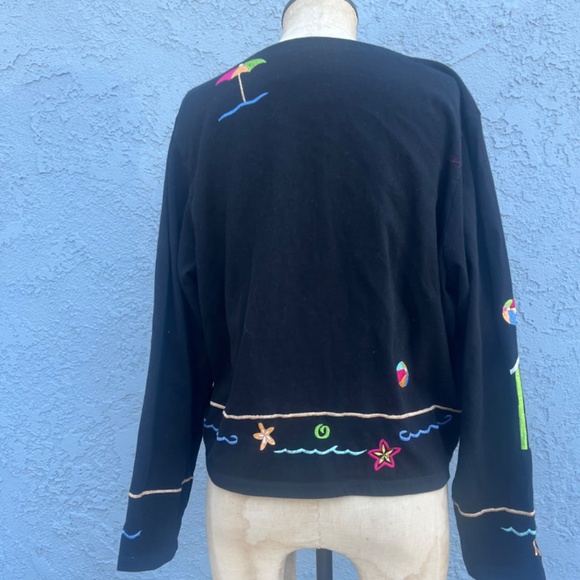 Michael simon Top black 90s beach cardigan Embroidered cotton - Picture 4 of 9